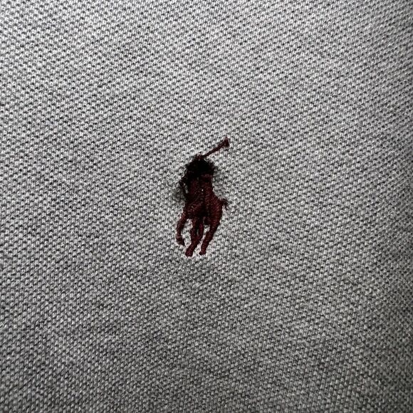 Polo Ralph Lauren Custom Fit Polo Shirt Mens Size Large Gray Red Pony Short Slv - Picture 4 of 9